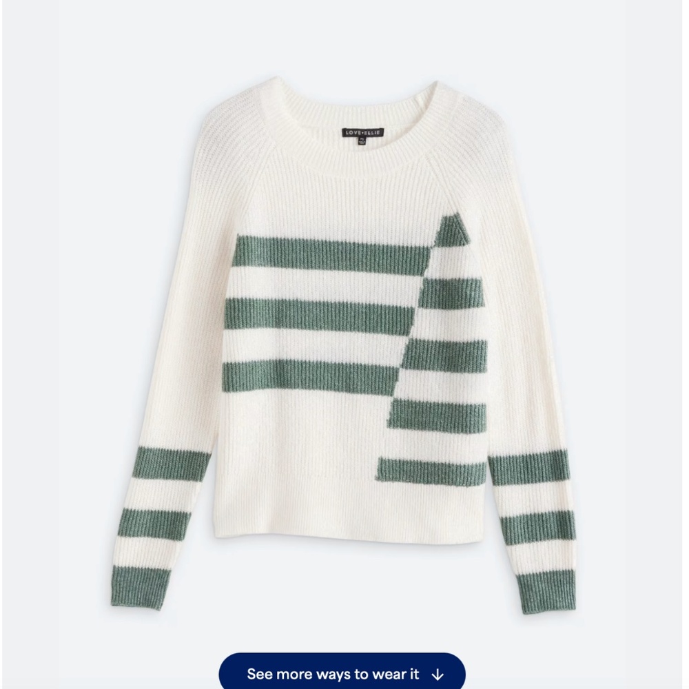 Striped Green White Sweater M Love Ellie